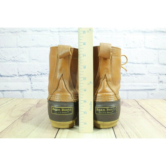 LL Bean Unlined Ankle Duck Boots Leather Lace Up Round Toe Brown Size 10 M - Picture 6 of 9